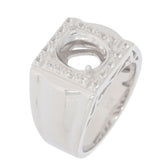 10K White Gold Ring Mount Oval OV 10x8mm Male Men's Ring Settings Halo Design Syzjewelry